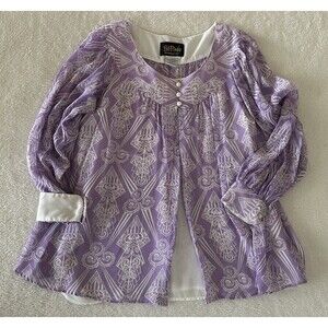 Bob Mackie Silk Blouse With Polyester  Shell Lavender Art To Wear  Size Large